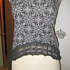 Mossimo Supply Co. Tops - Black White Floral Gypsy Boho Crochet Lace Tank XS Mossimo Supply Co. Tops - Black White Floral Gypsy Boho Crochet Lace Tank XS